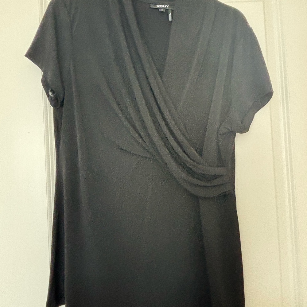 DKNY Women's Elegant Black Wrap Blouse